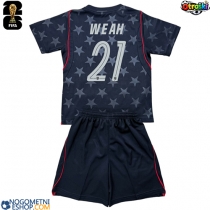 Otroški Nogometni dresi Združene države Timothy Weah #21 Gostujoči SP 2026 Kratek Rokav (+ Kratke hlače)